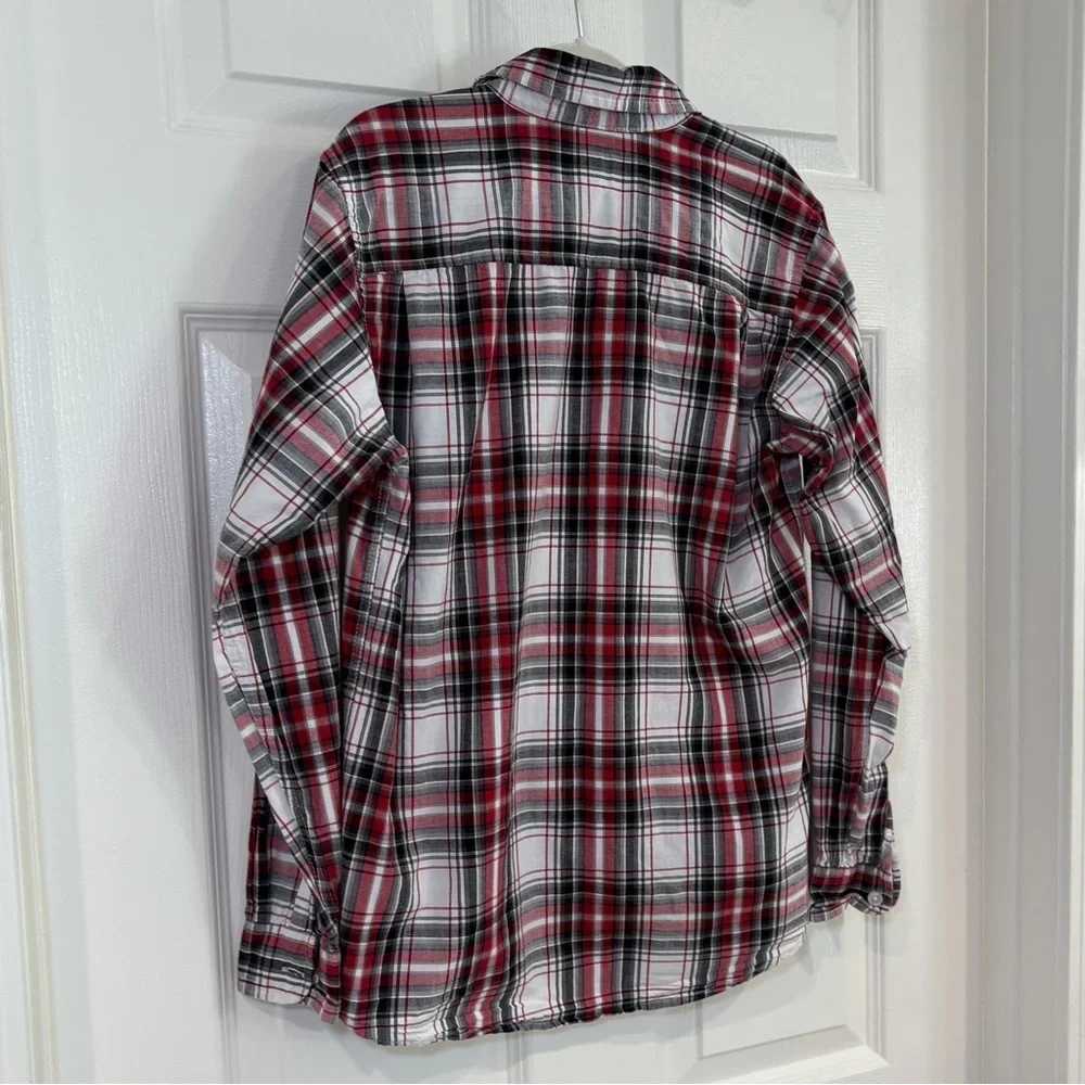 The Children's Place Plaid Long Sleeve Button Down Holiday Boys Shirt Sz L 10/12